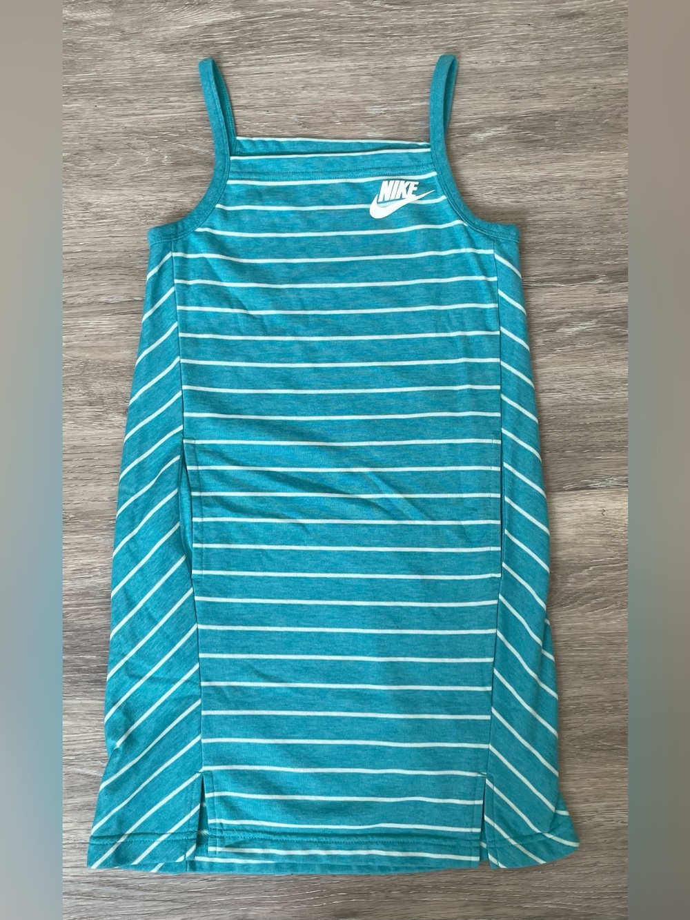 Girls Nike Teal and White Striped Tank Dress